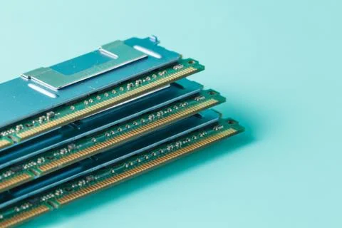 Computer memory modules on the aquamarine background Stock Photos