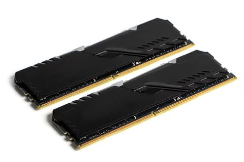 Computer memory modules on the white background Stock Photos