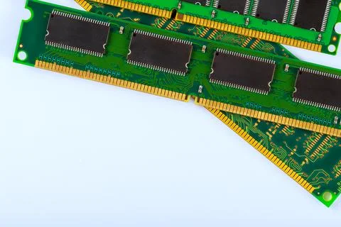 Computer memory modules on white surface Stock Photos