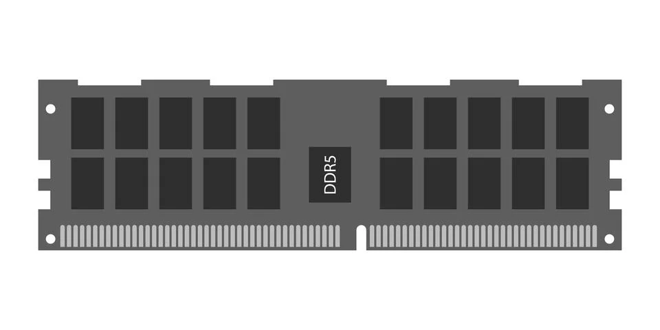 Computer memory, ram, computer accessories. DDR5 memory module card. Vector  Stock Illustration