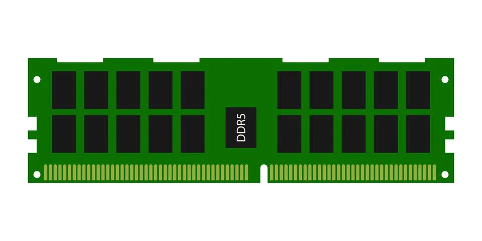 Computer memory, ram, computer accessories. DDR5 memory module card. Vector  Stock Illustration