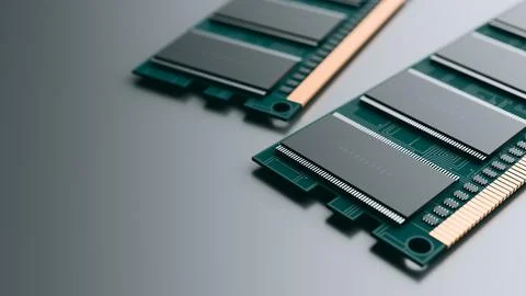 Computer memory RAM sticks on dark background Copy space. 3d rendering Stock Illustration
