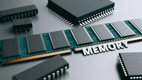 Computer memory RAM sticks hardware microchips. 3d rendering Иллюстрация
