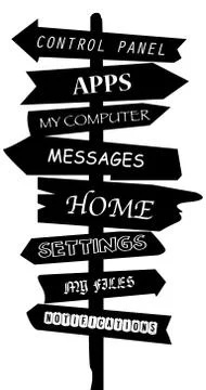 Computer Menu Signpost Stock Illustration