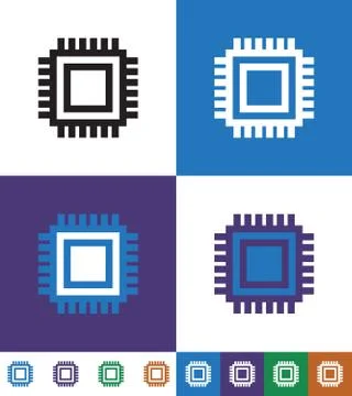 Computer Micro Chip And Processor Line Icon Illustrazione stock