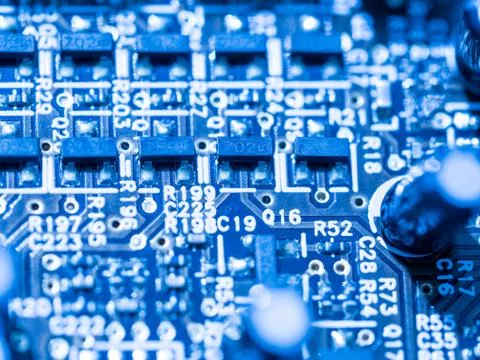 Computer micro circuit board with integrated IC Stock Photos