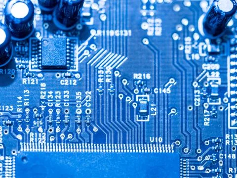 Computer micro circuit board with integrated IC Stock Photos