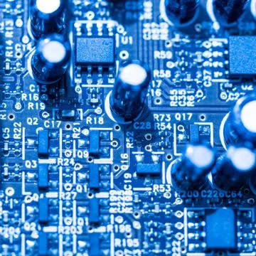 Computer micro circuit board with integrated IC Stock Photos