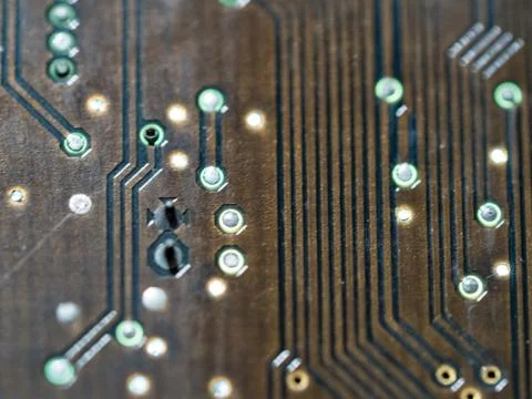 Computer micro circuit board with integrated IC Stock Photos