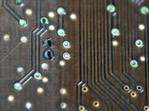 Computer micro circuit board with integrated IC Foto stock