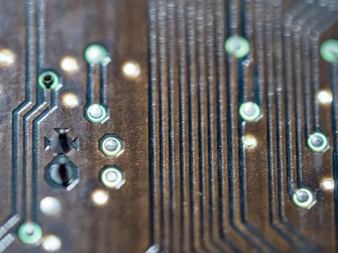 Computer micro circuit board with integrated IC Stock Photos