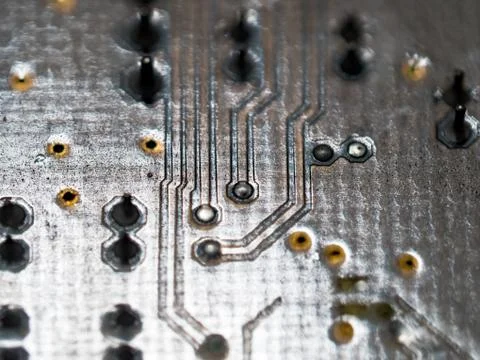 Computer micro circuit board with integrated IC Foto stock