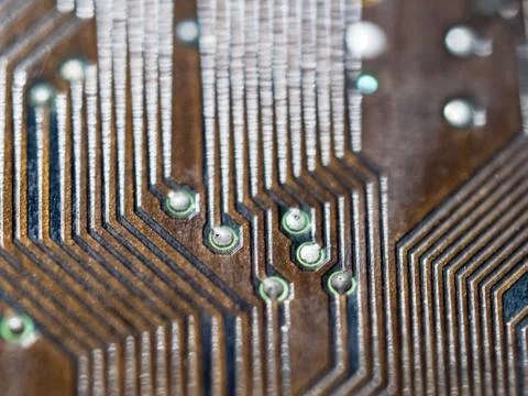 Computer micro circuit board with integrated IC Foto stock