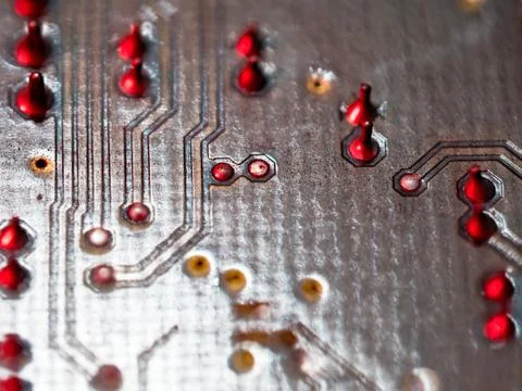 Computer micro circuit board with integrated IC Stock Photos
