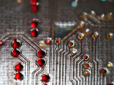 Computer micro circuit board with integrated IC Stock Photos