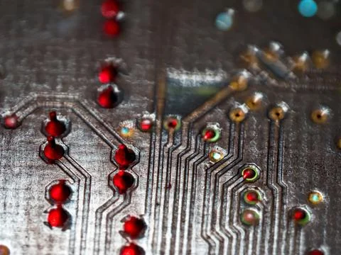 Computer micro circuit board with integrated IC Foto stock