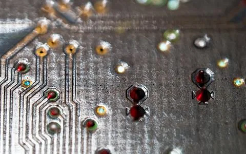 Computer micro circuit board with integrated IC Stock Photos