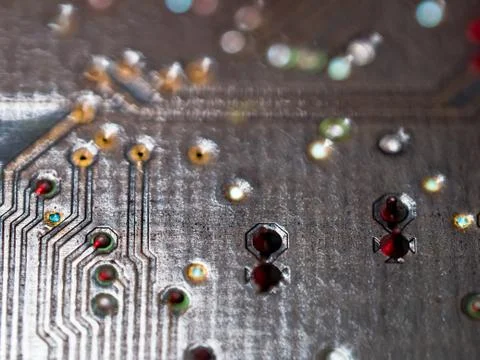 Computer micro circuit board with integrated IC Foto stock