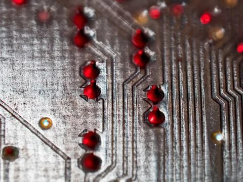 Computer micro circuit board with integrated IC Foto stock