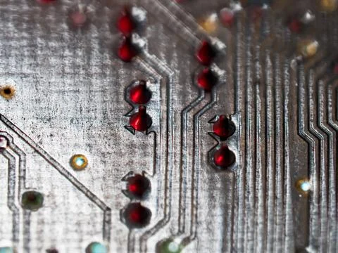 Computer micro circuit board with integrated IC Stock Photos