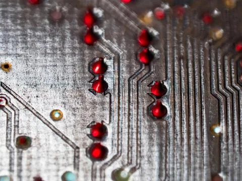 Computer micro circuit board with integrated IC Foto stock