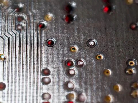 Computer micro circuit board with integrated IC Stock Photos