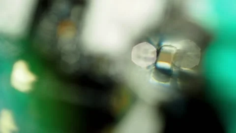 Computer microchip and microprocessor close-up. High technology in cyberattacks Stock Footage 131405184