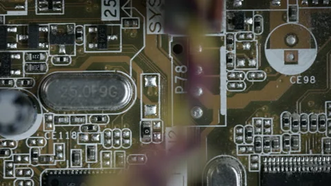 Computer microchip and motherboard closeup footage. Stock Footage 130284492