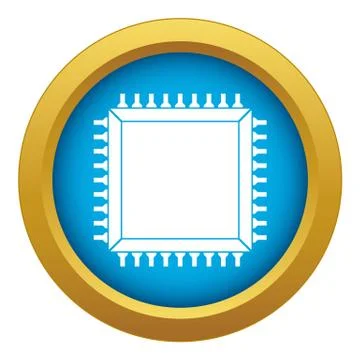 Computer microchip icon blue vector isolated 스톡 일러스트
