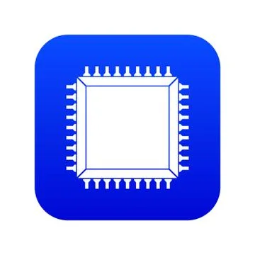 Computer microchip icon digital blue 스톡 일러스트