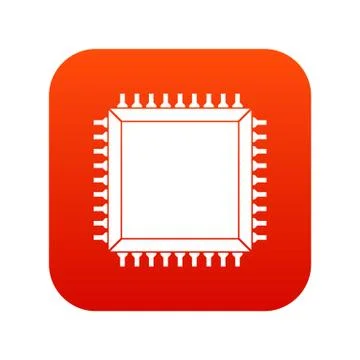 Computer microchip icon digital red 스톡 일러스트