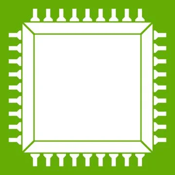 Computer microchip icon green 스톡 일러스트