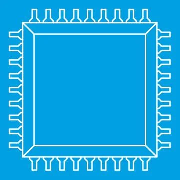 Computer microchip icon outline 스톡 일러스트