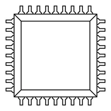 Computer microchip icon outline 스톡 일러스트