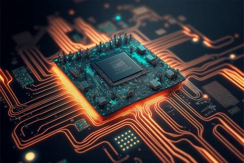 Computer microchip integrated technology system. Circuit motherboard in Stock Illustration