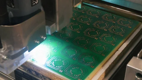 Computer microchip manufacturing on modern industrial equipment Stock Footage 119538266