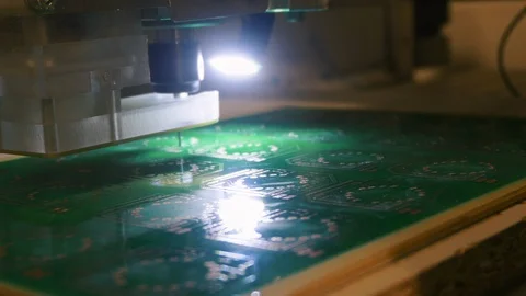 Computer microchip manufacturing on modern industrial equipment Stock Footage 119538597