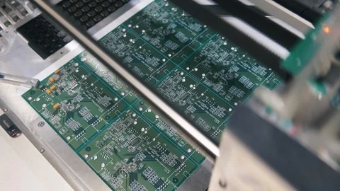 Computer microchip manufacturing on modern industrial equipment Stock Footage 119542058
