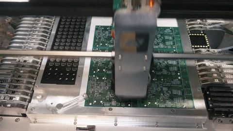 Computer microchip manufacturing on modern industrial equipment Stock Footage 121226441