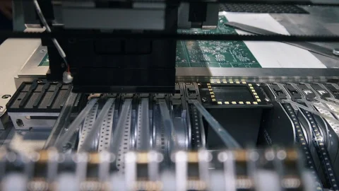 Computer microchip manufacturing on modern industrial equipment Video stock 121226875