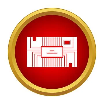 Computer microchip or processor processing core icon Stock Illustration