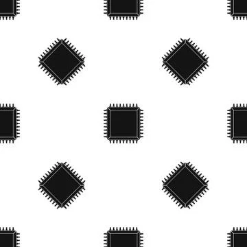 Computer microchip pattern seamless black Illustrazione stock