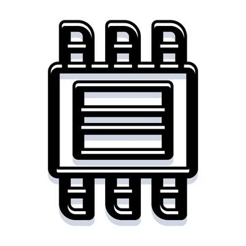 Computer microchip processing unit for modern technology Ilustración de archivo