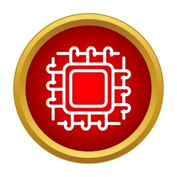 Computer microchip processing unit technology icon concept Stockillustratie