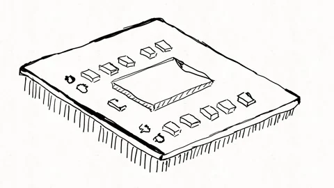 Computer Microchip Processor Hand Drawn Technology Animation Stock Footage 341863500