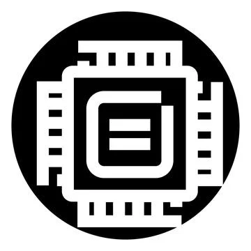 Computer microchip processor icon representing digital technology イラスト素材
