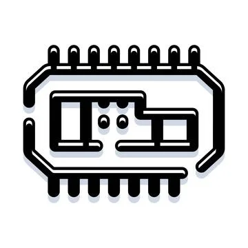 Computer microchip processor icon symbolizing digital technology Illustrazione stock