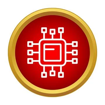 Computer microchip processor icon symbolizing digital technology Ilustración de archivo