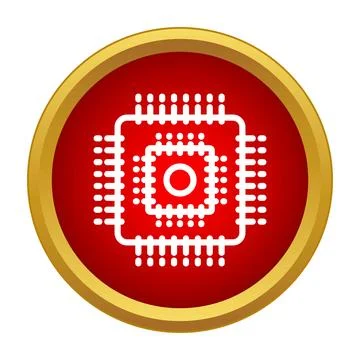 Computer microchip processor icon symbolizing digital technology Ilustración de archivo