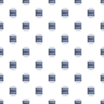 Computer microchips creating seamless repeating technology pattern Ilustración de archivo